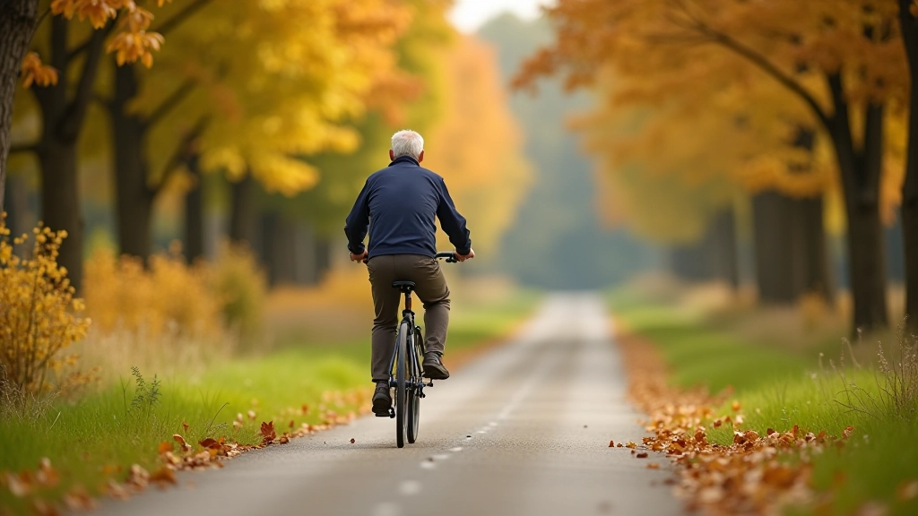 Cyclist on flat heritage railway path